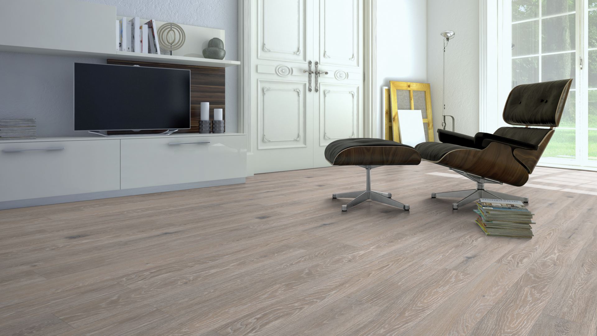 Пробковый пол клеевой Granorte Vita Classic fix Дуб Oasis 900×150×4 фото в интерьере